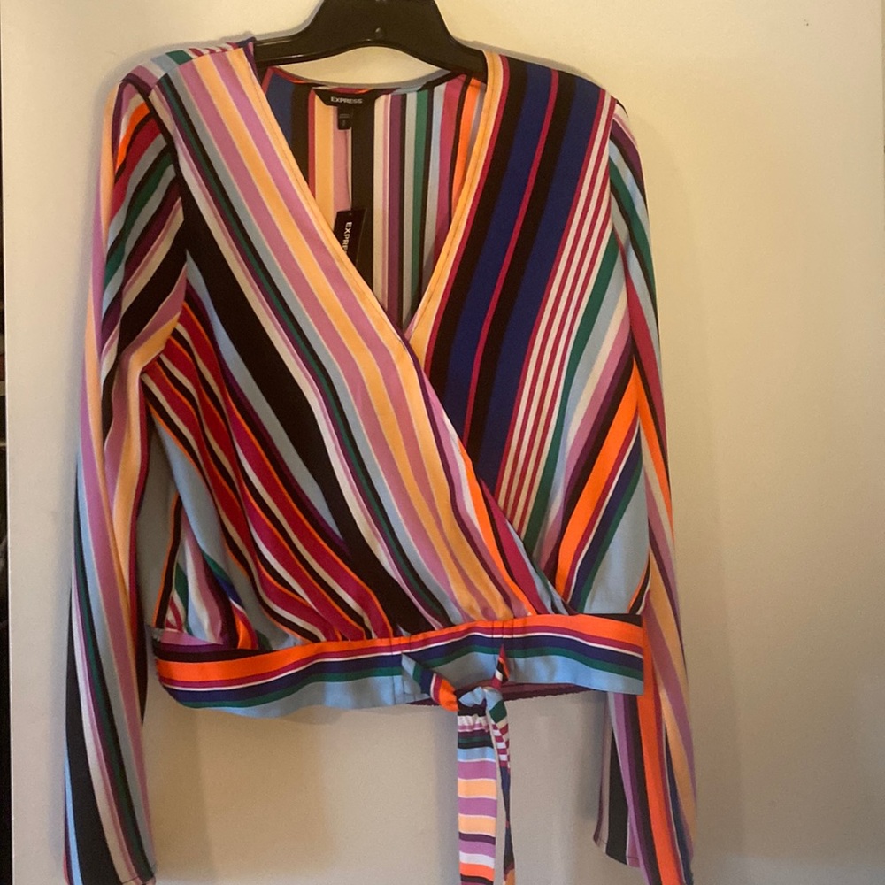 Multicolor Tie Front Blouse